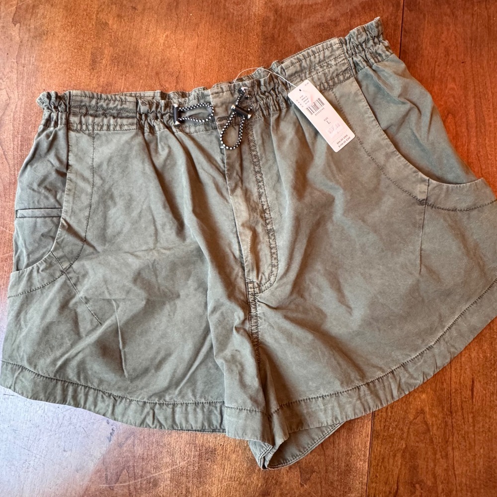 Pilcro Short Women L Olive Green Utility Elastic Waist Toggle Drawstring Dolphin